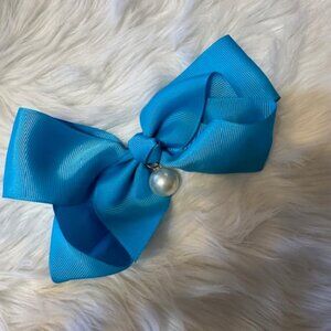 Turquoise 6" Boutique Bow with Pearl Drop 4B2428